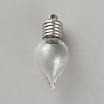 Glass Bottle Pendant Decoration, Wishing Bottle, with Brass Caps and Glue Stoppers, Platinum, 26x11.5mm, Hole: 1.8mm(GLAA-WH0030-56)