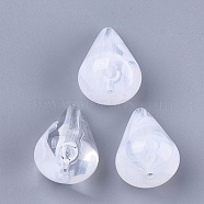 Acrylic Beads, Imitation Gemstone, teardrop, Clear & White, 25.5x17.5mm, Hole: 2mm, about 140pcs/500g(OACR-S028-038)