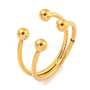 Ion Plating(IP) Round Ball 304 Stainless Steel Open Cuff Finger Rings for Women, Real 18K Gold Plated, 11mm, Inner Diameter: 19mm(RJEW-P114-11G)