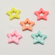 Opaque Acrylic Bead Frames, Star, Mixed Color, 25x27x5mm, Hole: 2.5mm, Inner diameter: 9x8mm, about 320pcs/500g(SACR-Q100-M064)