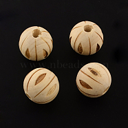 Undyed Natural Wood Round Beads, Macrame Beads Large Hole, Lead Free, Moccasin, 20mm, Hole: 5mm(X-WOOD-R253-21-LF)