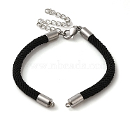Milan Cord & 304 Stainless Steel Bracelets Making, Black, 6-3/8 inch(16.3cm)(MAK-H004-01B-P01)