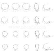 40Pcs 4 Style Rack Plating Eco-friendly Brass Huggie Hoop Earring Findings, with Loops, Lead Free & Cadmium Free, Golden, 14~18.5x11~18x1.5~2mm, Hole: 1~1.5mm, Pin: 0.5~1mm, 10pcs/style(KK-FH0003-98)