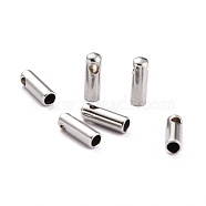 304 Stainless Steel Cord Ends, End Caps, Stainless Steel Color, 7x2mm, Hole: 1mm, Inner Diameter: 1.6mm(STAS-H153-03F-P)