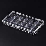Polystyrene Bead Storage Containers, 18 Compartments Organizer Boxes, with Hinged Lid, Rectangle, Clear, 19.1x10.1x2cm, compartment: 3.05x3.05cm(CON-S043-021)