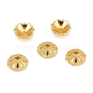 Brass Bead Caps, Long-Lasting Plated, Multi-Petal, Flower, Golden, 7.5x3mm, Hole: 1mm(X-KK-D160-08G)