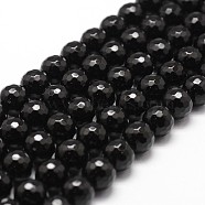 Natural Black Onyx Beads Strands, Grade A, Faceted, Round, 8mm, Hole: 1mm, about 44pcs/strand, 14.9 inch~15.1 inch(X-G-D840-22-8mm)