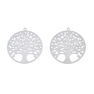 201 Stainless Steel Filigree Pendants, Etched Metal Embellishments, Tree of Life, Stainless Steel Color, 27x25x0.2mm, Hole: 1.2mm(STAS-S118-045)