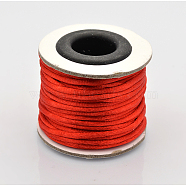 Macrame Rattail Chinese Knot Making Cords Round Nylon Braided String Threads, Satin Cord, Red, 2mm, about 10.93 yards(10m)/roll(NWIR-O001-A-07)
