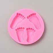 DIY Silicone Molds, Resin Casting Molds, for Resin Casting Epoxy Mold, Hot Pink, Foot, 95x12mm, Inner Diameter: 48x29mm and 39x26mm(DIY-TAC0028-08B)