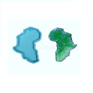 Silicone Molds, Cup Mat Accessories Molds, For DIY Mat Decoration, UV Resin & Epoxy Resin Jewelry Making, Africa Map Shapes, Deep Sky Blue, 78x62x6mm, Hole: 3mm(DIY-K032-86)