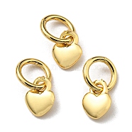 Brass Charms, with Jump Ring, Long-Lasting Plated, Lead Free & Cadmium Free, Heart Charm, Real 18K Gold Plated, 6x4.5x1.2mm, Hole: 4mm(KK-K341-16G)