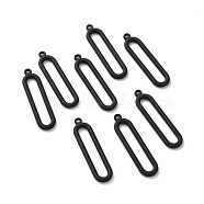 Spray Painted Alloy Pendants, Oval, Black, 33x8x2mm, Hole: 1.4mm(FIND-G030-11)