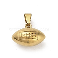 304 Stainless Steel Pendants, Rugby Charm, Ion Plating(IP), Golden, 13x18x10.5mm, Hole: 7x3.5mm(STAS-Q343-08G)