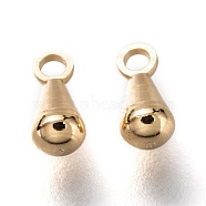 Brass Charms, Chain Extender Drop, Long-Lasting Plated, Teardrop, Real 24K Gold Plated, 6x2.8mm, Hole: 1.2mm(KK-H759-47A-G)