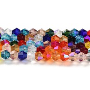 Transparent Electroplate Glass Beads Strands, AB Color Plated, Faceted, Bicone, Colorful, 3.5mm, about 108~123pcs/strand, 12.76~14.61 inch(32.4~37.1cm)(GLAA-F029-3mm-D29)