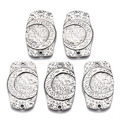 Alloy Links Connectors, Rectangle with Moon, Cadmium Free & Nickel Free & Lead Free, Thailand Sterling Silver Plated, 29x18.5x2mm, Hole: 1.8mm(X-PALLOY-R113-10TAS-NR)