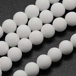 Natural White Jade Beads Strands, Frosted, Round, 6mm, Hole: 0.8mm, about 60pcs/strand, 14.1 inch(G-D695-6mm)