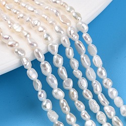 Natural Cultured Freshwater Pearl Beads Strands, Baroque Pearls Keshi Pearl Beads, Two Sides Polished, Creamy White, 4.5~6x3x2~3mm, Hole: 0.5mm, about 34~38pcs/strand, 6.85~7.32''(17.4~18.6cm)(PEAR-N014-03F)