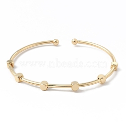 Brass Cuff Bangles, for Women Men, Real 18K Gold Plated, Inner Diameter: 2-1/2 inch(6.5cm)(BJEW-A134-05G)