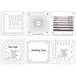 1 Set Acrylic Knitting Rulers, Knitting Tools, Square, Clear, 6.45x6.45x0.35cm, 6pcs/set(DIY-BC0012-73)