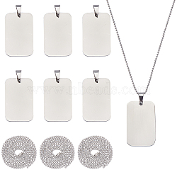 Unicraftale DIY Pendant Necklace Making Kits, Including Stainless Steel Ball Chains & Rectangle Tag Pendants, Stainless Steel Color, Chain: 23.6 inch(60cm), Links: 1.5mm, 6pcs/box(DIY-UN0001-95P)