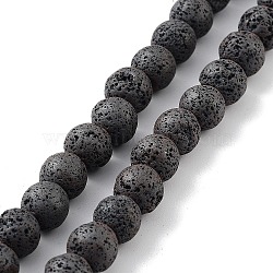 Natural Lava Rock Beads Strands, Frosted, Round, 8~8.5mm, Hole: 1mm, about 49pcs/strand, 14.76 inch(37.5cm)(G-H303-C20)