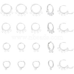 40Pcs 4 Style Rack Plating Eco-friendly Brass Huggie Hoop Earring Findings, with Loops, Lead Free & Cadmium Free, Golden, 14~18.5x11~18x1.5~2mm, Hole: 1~1.5mm, Pin: 0.5~1mm, 10pcs/style(KK-FH0003-98)