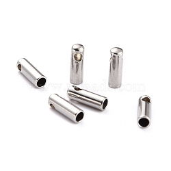 304 Stainless Steel Cord Ends, End Caps, Stainless Steel Color, 7x2mm, Hole: 1mm, Inner Diameter: 1.6mm(STAS-H153-03F-P)