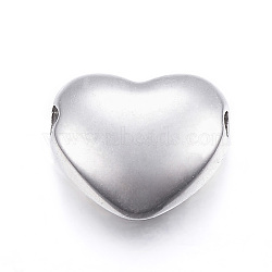 304 Stainless Steel Beads, Laser Cut, Heart, Stainless Steel Color, 11x12.5x5mm, Hole: 2mm(X-STAS-G122-16P)