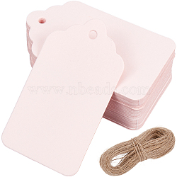 SOFPLATE 2 Sets Paper Blank Bookmarks, with 30M Jute Cord, Rectangle, Pink, 70x40x0.2mm, Hole: 4mm, 100pcs/set(AJEW-SP0001-29B)