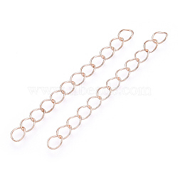 Iron Chain Extender, Curb Chains, Nickel Free, Rose Gold, 50mm, Link: 5~5.5x3.5~4x0.5mm(X-IFIN-T007-10RG-NF)