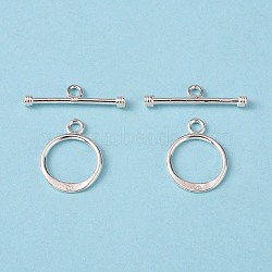 925 Sterling Silver Toggle Clasps, Ring: 16x12mm, Bar: 21x6mm, Hole: 2mm(STER-A008-37)