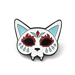 Day of the Dead Sugar Cat Skull Enamel Pins, Alloy Brooch for Backpack Clothes, Colorful, 27x30mm(JEWB-R001-03EB-05)