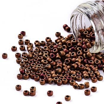 TOHO Round Seed Beads, Japanese Seed Beads, (618) Opaque Frosted Pastel Mudbrick, 11/0, 2.2mm, Hole: 0.8mm, about 1110pcs/10g