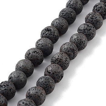 Natural Lava Rock Beads Strands, Frosted, Round, 8~8.5mm, Hole: 1mm, about 49pcs/strand, 14.76 inch(37.5cm)