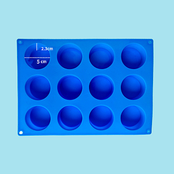 Silicone Non-Stick 12-Cup Standard Muffin Pan, Baking Tray Cake Mold, Royal Blue, 50x23mm