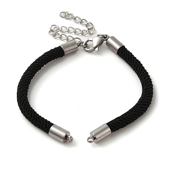 Milan Cord & 304 Stainless Steel Bracelets Making, Black, 6-3/8 inch(16.3cm)