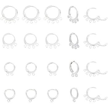 40Pcs 4 Style Rack Plating Eco-friendly Brass Huggie Hoop Earring Findings, with Loops, Lead Free & Cadmium Free, Golden, 14~18.5x11~18x1.5~2mm, Hole: 1~1.5mm, Pin: 0.5~1mm, 10pcs/style