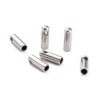 304 Stainless Steel Cord Ends, End Caps, Stainless Steel Color, 7x2mm, Hole: 1mm, Inner Diameter: 1.6mm