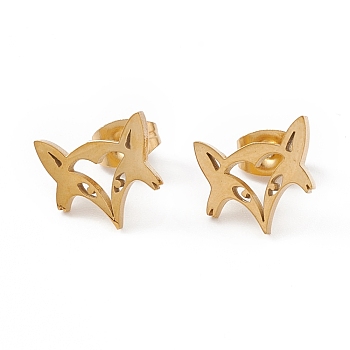 304 Stainless Steel Fox Head Stud Earrings for Women, Golden, 10x11mm, Pin: 0.7mm