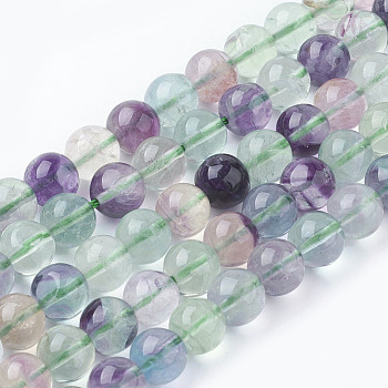 Natural Fluorite Beads Strands, Grade A, Round, 8mm, Hole: 1mm