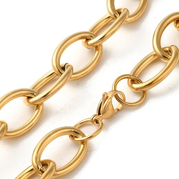 Ion Plating(IP) 304 Stainless Steel Cable Chain Necklaces, Real 18K Gold Plated, 17.80 inch(45.2cm)