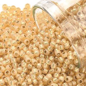 TOHO Round Seed Beads, Japanese Seed Beads, (2110) Silver Lined Milky Light Topaz, 11/0, 2.2mm, Hole: 0.8mm, about 50000pcs/pound