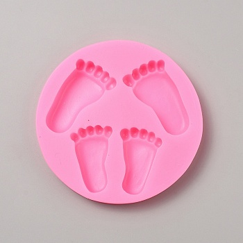 DIY Silicone Molds, Resin Casting Molds, for Resin Casting Epoxy Mold, Hot Pink, Foot, 95x12mm, Inner Diameter: 48x29mm and 39x26mm