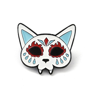 Day of the Dead Sugar Cat Skull Enamel Pins, Alloy Brooch for Backpack Clothes, Colorful, 27x30mm