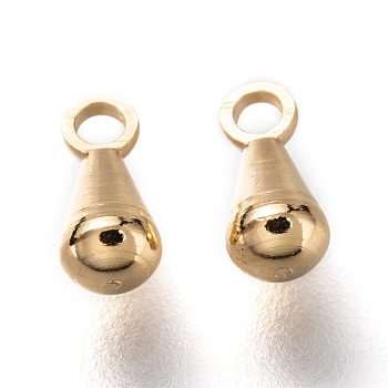 Brass Charms, Chain Extender Drop, Long-Lasting Plated, Teardrop, Real 24K Gold Plated, 6x2.8mm, Hole: 1.2mm