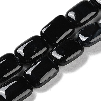 Natural Black Agate Beads Strands, Dyed, Rectangle, 14~15x10~11x5~5.5mm, Hole: 1~1.2mm, about 28pcs/strand, 16.02 inch(40.7cm)