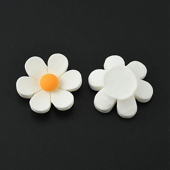 Opaque Resin Cabochons, Flower, White, 24x26x8mm