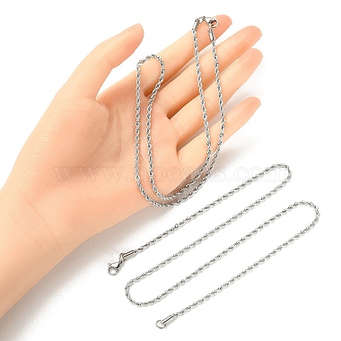 5 pièces 304 colliers de chaîne de corde de torsion ronde en acier inoxydable pour hommes femmes(NJEW-YW0001-07)-5